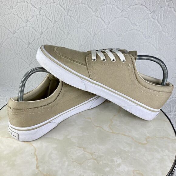 Polo Ralph Lauren Sneakers Mens Sz 8 Khaki Faxon Low-Top Canvas Slip On Sneakers - Picture 10 of 12